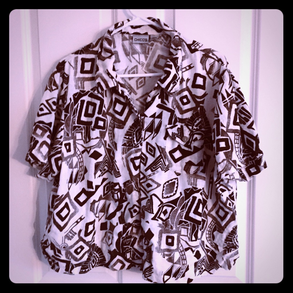 Chico’s linen short sleeve shirt Chico’s 3